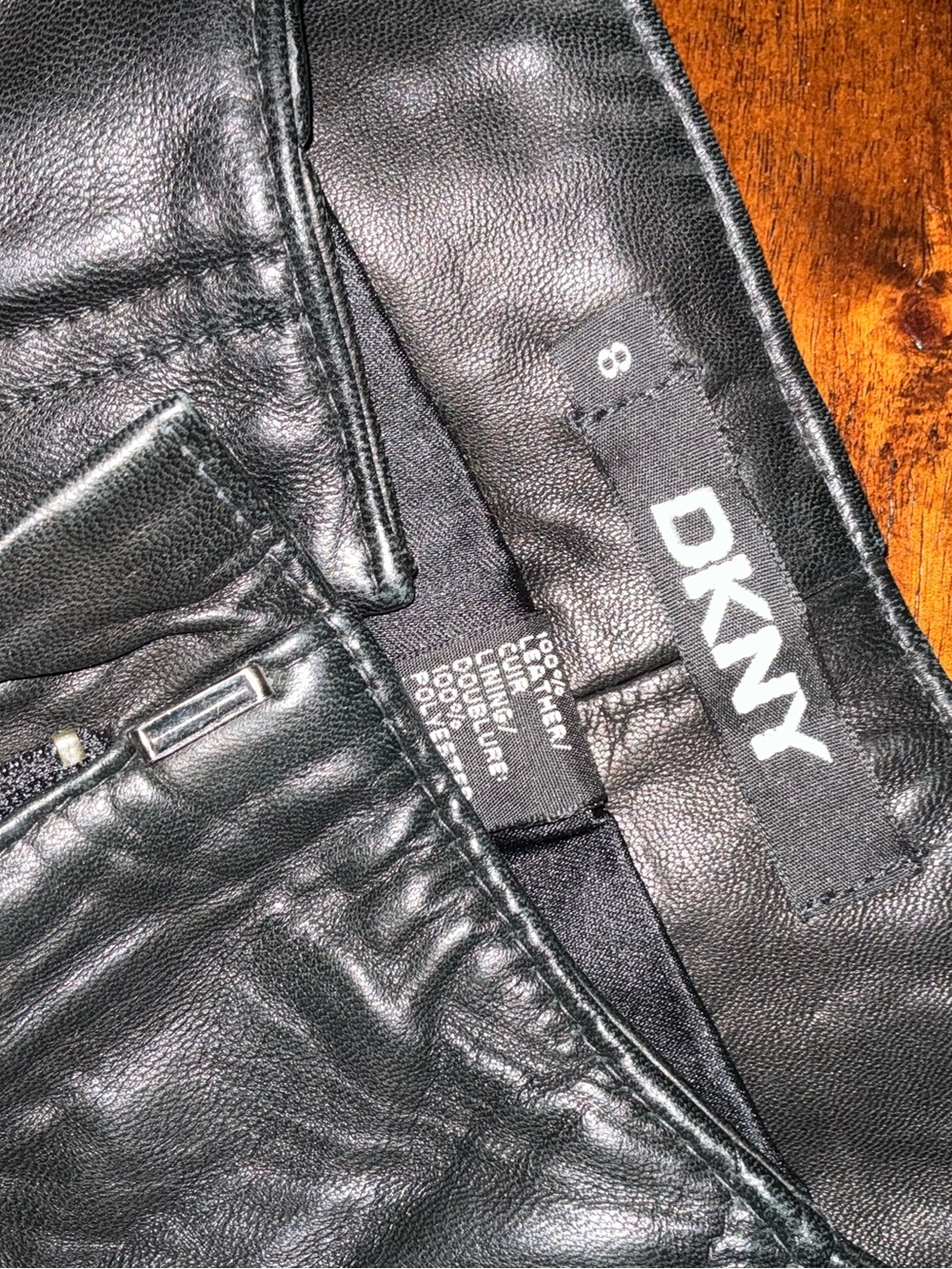 DKNY Black Leather Pants with Subtle Hardware